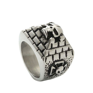 Men's <b>Titanium</b> Steel Skull <b>Ring</b> Silver Cross Design Punk Style Fashion Jewelry Gift - Product Image 1