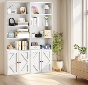 Estantería de 6 Niveles con 2 Puertas, Mueble de Almacenamiento para Oficina en Casa, Sala de Estar, Dormitorio, Blanco - Product Image 3