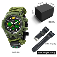 Montre de survie extérieure 2026 pour homme, analogique-numérique, double fuseau horaire, électronique, étanche, sportive, tactique, ensemble