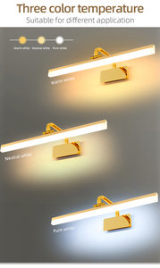 โคมไฟติดผนัง LED แบบเรียบง่ายทันสมัย กันน้ำ ปรับได้ เหมาะสำหรับห้องน้ำ ไฟส่องกระจกหน้าโต๊ะเครื่องแป้ง โคมไฟติดผนังโรงแรม - Product Image 4