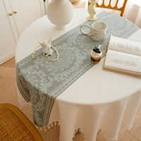 Nappe ronde imperméable en polyester de style nordique, 6 pieds, motif floral haut de gamme, luxe léger, pour la maison, la salle à manger, la table basse