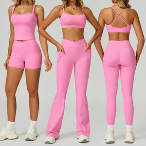 Abito da Yoga <span class=keywords><strong>aderente</strong></span> con Logo personalizzato nudo 6 pezzi ad asciugatura rapida morbido elastico alto da donna a vita alta da palestra da corsa - Product Image 4