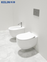 Nouveau design style européen zéro jante tornade chasse d'eau oeuf forme blanche céramique mur suspendu toilette siège fermé en douceur Wc