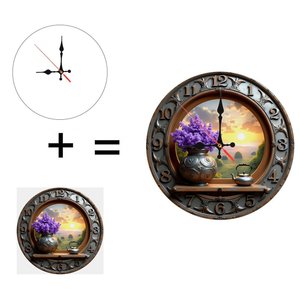<b>Round</b> Wooden Wall Clock 25Cm Modern Farmhouse Silent Non Ticking Home Decor Clock - Product Image 5