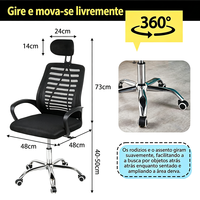 Chaise de bureau ergonomique brésilienne avec réglage en hauteur, design moderne en maille, soutien lombaire - pour usage domestique, chaise de direction en plastique