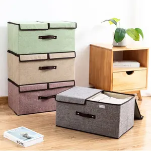 Large Stackable Storage Bins with Lids Fabric Storage Box Cubes Organizer for Bedroom Closet Living Room