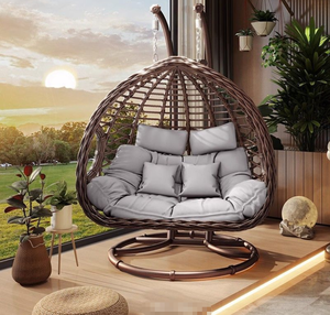 Sedia a dondolo doppia a sospensione in rattan per esterni, stile americano moderno, per hotel e cortili - STG - Product Image 2