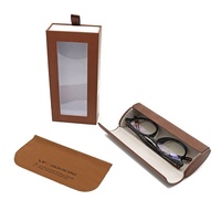 Étui rigide pour lunettes de vue en cuir PU et tissu microfibre RPET, style classique à motif uni, cadeau d'affaires de luxe