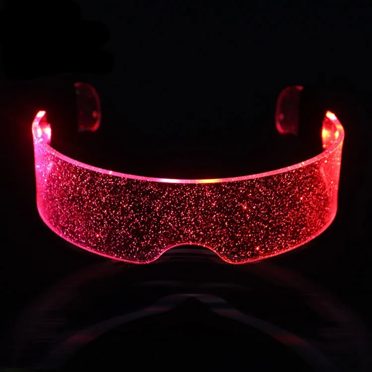 Kacamata LED berpendar untuk pesta Halloween, kacamata minus punk siber dengan kontrol Bilateral