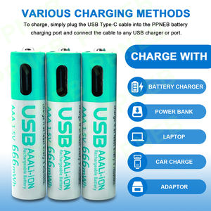 Pilas Recargables de Iones de Litio <span class=keywords><strong>AA</strong></span> AAA de Alta Calidad de 666 mWh 3330 mWh 1.5 V con Cargador Tipo C y 10 Ranuras - Product Image 5