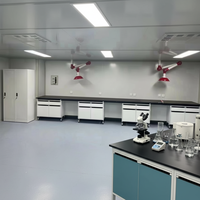 Mesa de Laboratorio Central de Acero y Madera con Estructura en C, Personalizable y Resistente, con Estante para Reactivos, para Laboratorio de Química