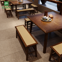 Bancs en bois massif YOUMU pour restaurants commerciaux, tables à manger carrées, design traditionnel, écologiques, durables, faciles à nettoyer pour hôtels
