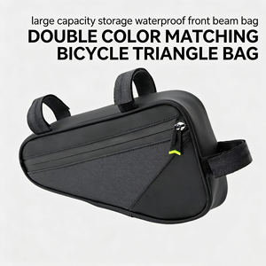 Sacoche de selle triangulaire imperméable Maidoli pour vélo, grande capacité, pochette de rangement pour tube supérieur, en tissu Oxford sécurisé, pour <span class=keywords><strong>VTT</strong></span> et vélo de route - Product Image 4