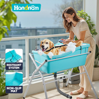 Baignoire sanitaire pour animaux de compagnie à grande capacité, avec bouchon d'évacuation des eaux usées à dégagement rapide et accès à 360 degrés, facile à nettoyer, pour pension pour animaux et clinique vétérinaire