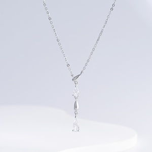 custom plata 925 sterling Silver Pear Cut zircon pendant <b>necklace</b> Minimalist gold plated summer water drop <b>necklaces</b> for women - Product Image 1