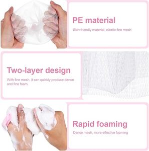 Lot de 3 filets moussants pour savon, pochettes exfoliantes en maille pour le nettoyage du visage, faciles à utiliser pour le corps et la douche - Product Image 3