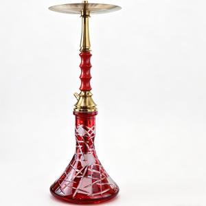 Red Glass <b>Hookah</b> Brass <b>Hookah</b> <b>Pipe</b> Carved Base Water <b>Pipe</b> for Lounge Bar Home Use - Product Image 1