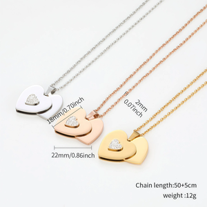 Collar de Acero Inoxidable con Forma de Corazón para Mejores Amigos, Juego de Collares para Parejas, Candado de <span class=keywords><strong>Amor</strong></span> con Circonita Blanca, Grabado Láser con Nombre, Día de San Valentín - Product Image 2