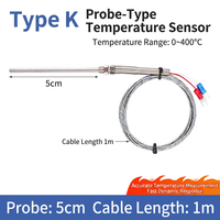 Sonda Termoeléctrica de 50/100/150/200 mm de Longitud Personalizable con Cable Trenzado Antiinterferencias para Extrusora, Horno y Maquinaria de Plástico