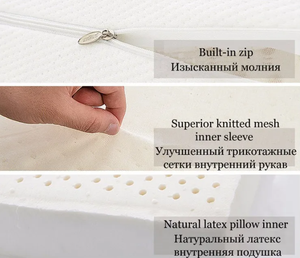 Calidad Premium previene los ácaros transpirable dormir 60x40x12/10cm soporte de cuello Cervical 100% almohada de látex Talalay Natural - Product Image 6