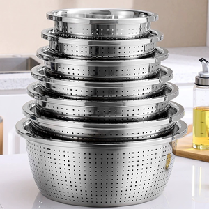 Fregadero ergonómico de borde grande de acero inoxidable 304 con cesta de frutas de drenaje ultrarrápido-colador y colador - Product Image 1