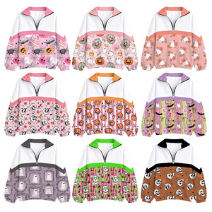 Sudadera de Halloween para niñas con estampado de calavera y lazo, manga con bloques de color, jersey informal para uso diario, pedido al por mayor - Product Image 2