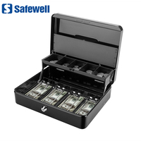 Safewell Fabriklieferung / Direktlieferung Maßgefertigte Tragbare Stahl-Geldkassette mit Geldscheinklammern Münzfach Schlüsselschloss und Tragegriff