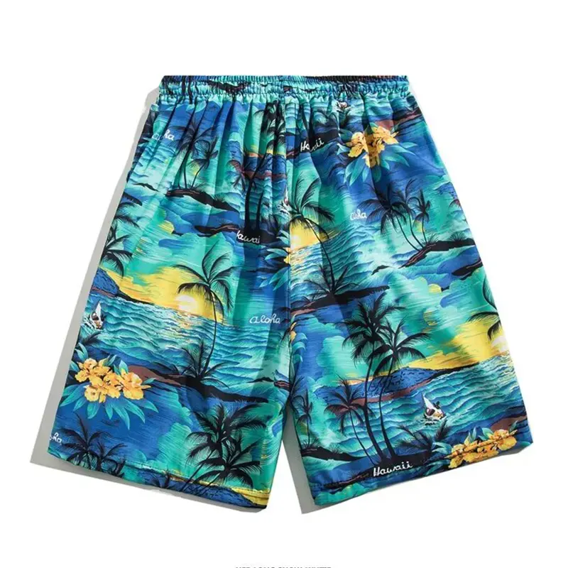 Popular Design Summer Style Beach Shorts For Men Custom Digital Printing Hawaiian Baggy Swim Shorts Masculinos