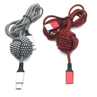 Kabel pengisi daya USB tipe-c ekstra panjang 16 kaki diperkuat untuk Data seluler & komputer terlindung dengan simpul untuk penggunaan Earphone