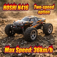 Voiture RC HOSHI N416 1/16 4WD, moteur à balais 36 km/h, 2,4 GHz, monster truck télécommandé tout-terrain haute vitesse, 2 batteries, jouet