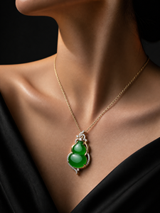 Pendentif en jade (feicui) entièrement serti de diamants, pendentif en jade vert Xingyang pour la fortune et le bonheur, nouveaux bijoux pour femmes de style chinois - Product Image 3