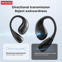 Miniso MS168 TWS Nirkabel untuk Headset Suara Hi-Fi Peredam Kebisingan ENC Desain Pengait Telinga Tahan Air IPX5 Layar Digital