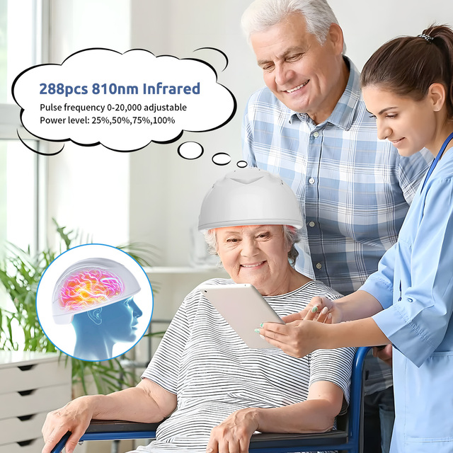 Suyzeko Infrared Brain Therapy Helmet 810nm - 21 Modules 20LEDs Bluetooth Control for Cognitive Enhancement & Anxiety Relief