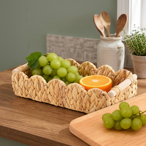 Hand Woven Basic Water hyacinth Rectangle <b>Basket</b> with Handle <b>Foldable</b> Multifunction <b>Basket</b> - Product Image 3
