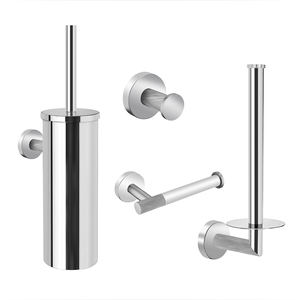 Soporte para escobilla de baño, 4 juegos, soporte de papel higiénico de acero inoxidable montado en la pared, juegos de accesorios de baño, juegos de soporte para cepillos de limpieza - Product Image 5