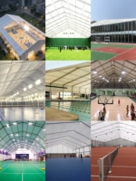 Tente de sport imperméable en PVC, structure en aluminium robuste, terrain de pickleball, terrain de paddle-tennis, terrain de basketball, grande tente