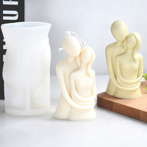 Cetakan silikon pelukan pasangan plester Resin lilin DIY kerajinan 3D orang cetakan patung untuk dekorasi rumah hadiah pernikahan kenang-kenangan romantis - Product Image 2
