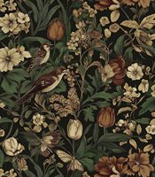Wallpaper Vinyl Tempel Sendiri Motif Bunga Burung Vintage, Dapat Dilepas, untuk Kamar Tidur, Lemari, Wallpaper Dinding Retro Boho Motif Daun Bunga