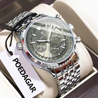 POEDAGAR 960 Nouvelle montre de luxe pour homme, acier inoxydable, étanche, lumineuse, quartz, date, chronographe, montres pour homme