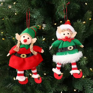 Elfi di Natale in Tessuto, Decorazioni Pendenti Verdi e Rosse, Ornamenti Personalizzati per Albero di Natale - Product Image 3