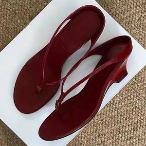 Sandali da <span class=keywords><strong>donna</strong></span> con zeppa e punta quadrata in stile boho - Infradito in pelle con cinturini per spiaggia e vacanze - Product Image 1