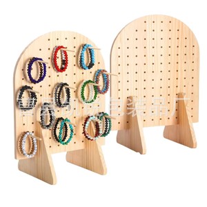 Wooden Pegboard Display Rack Solid Wood <b>Desktop</b> Jewelry Organizer Bracelet Necklace Stand Oval Shape Storage <b>Shelf</b> - Product Image 1