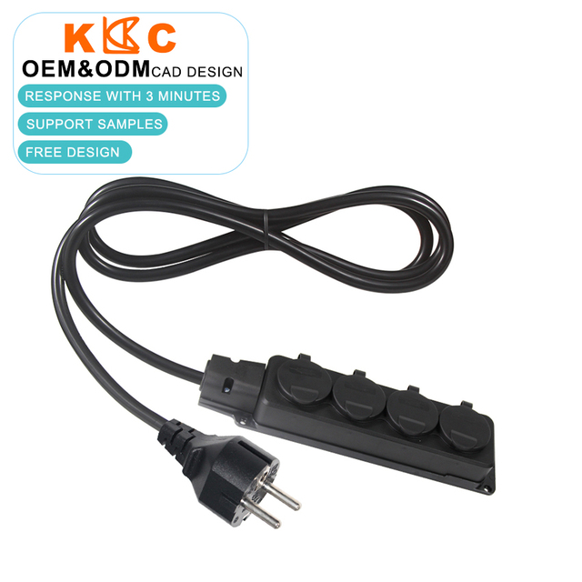 Factory Direct European 3 Pin Plug to 3 X EU 3pin Female Sockets Cable France AC Cords VDE Outlet Power Power Strip Cord