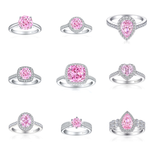 Atacado de Fábrica de Joias em Prata Esterlina 925: Anel de Noivado com Zircônia Cúbica Rosa Lapidação Pera Banhado a Ródio - Product Image 2