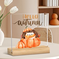 Acryl-Figuren-Dekoration Igel und Kürbis Herbst-Dekoschild zum Aufhängen, geeignet für Heim-/Schreibtisch-/Regaldekoration