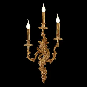 Jewellerytop European Rococo Lighting Fixture Classic Vintage Sconces Luxury Royal Lamp Antique Brass Wall Light Copper Sconce