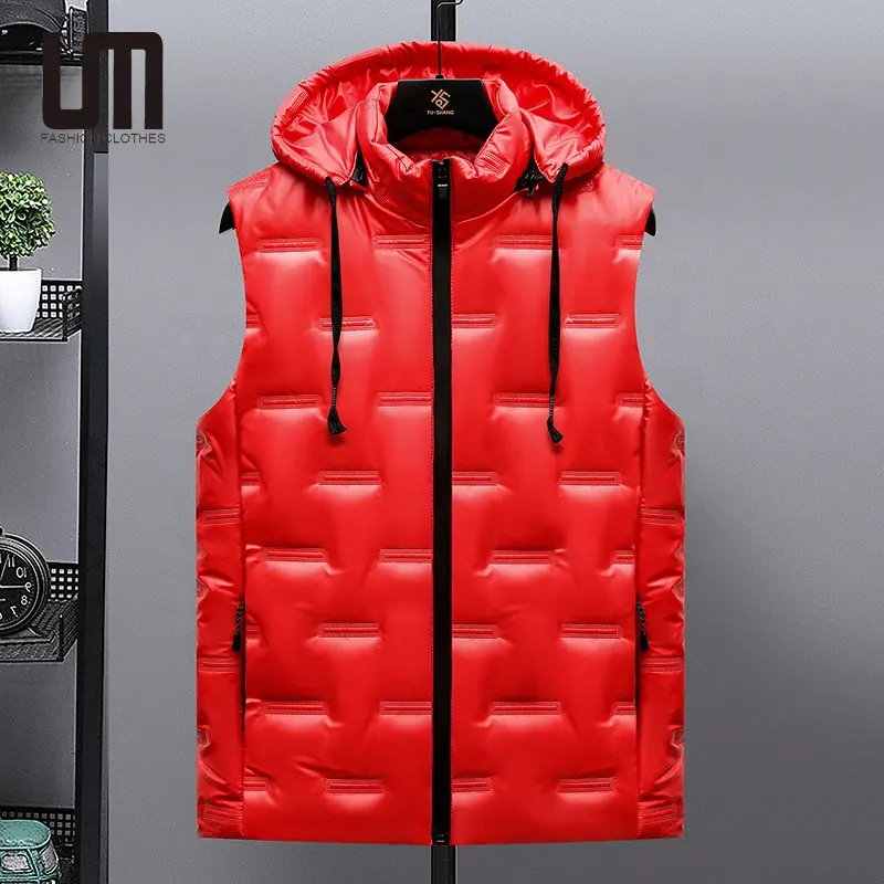 Liu Ming เสื้อแจ็คเก็ตแขนกุดสำหรับผู้ชาย, เสื้อกั๊กมีฮู้ดไซส์ใหญ่พิเศษเสื้อผ้า2024แฟชั่นมาใหม่สำหรับฤดูหนาว