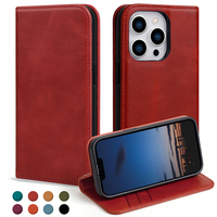 Portefeuille en cuir personnalisé pour iPhone 15 Pro Max - Étui de téléphone portable résistant aux chocs et à l'eau, design professionnel