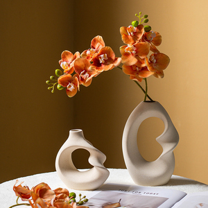 Vases en céramique avec herbe de la pampa séchée naturelle, style campagne française, pour décoration moderne de la maison, bouquet, base antidérapante, pour mariage - Product Image 5