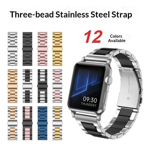 Bracelet de montre Upro en or rose pour Apple Watch Classic, bracelet en acier inoxydable massif à trois maillons, compatible avec les séries 8 et 7, 45 mm et 41 mm - Product Image 1